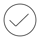 Circle icon with a tick mark inside, representing confirmation, approval or successful completion.