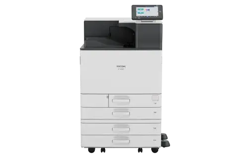 IP C8500 facing straight forward with optional Paper Bank which provides additional two paper trays 