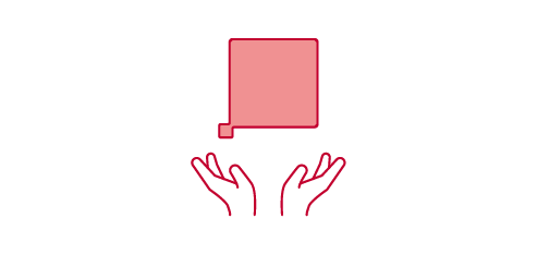 Ricoh balloon floating above open hands icon
