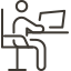 Icono de trabajo digital en oficina con ordenador, que representa la productividad, la gestión de tareas y las operaciones empresariales modernas.