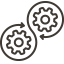 Icono de automatización de procesos y optimización de operaciones empresariales.