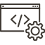 Icono de programación y configuración de sistemas digitales para la automatización e integración de soluciones empresariales