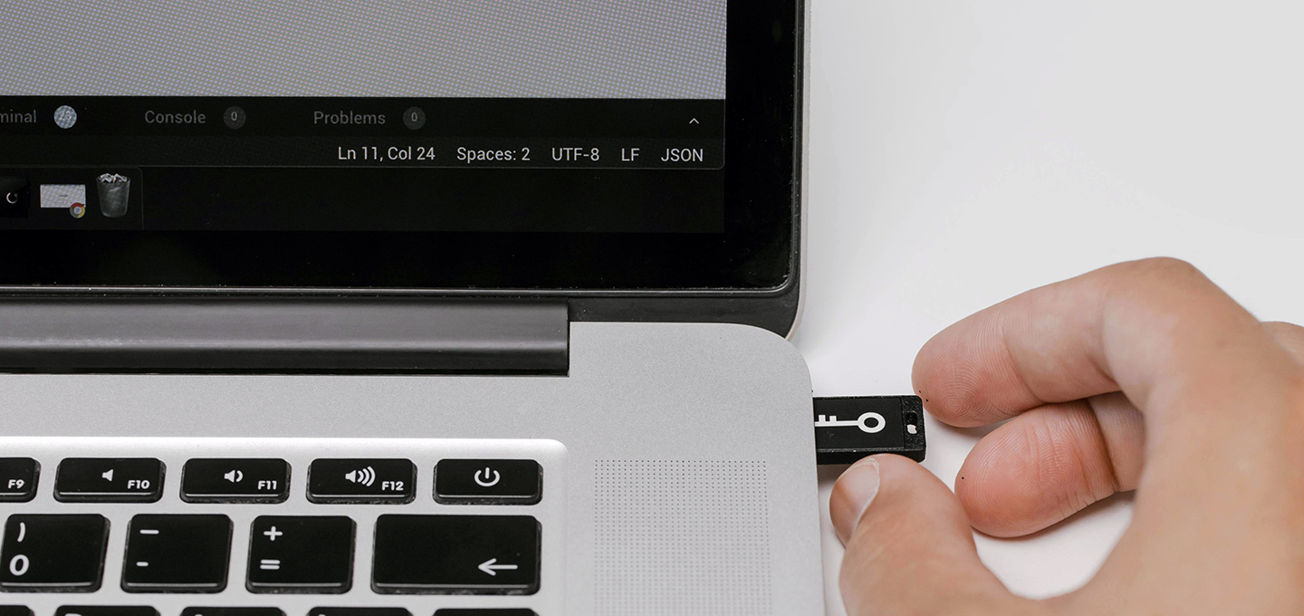 Laptop with a USB stick